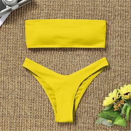 Deux pièces de maillot de bain Femmes sexy bikini set Ruffle Ruffle High Waited Swimsuits 2 Womens Tummy Control LW 240327