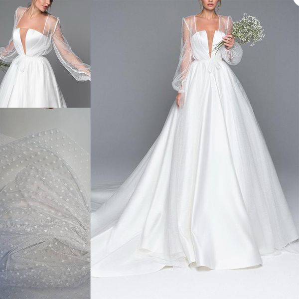 Vestidos de novia de dos piezas Vestidos de novia de talla grande Una línea Manga larga Sin tirantes Tren de la corte Ilusión Vestios De Novia