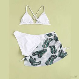 Tweedelende babymeisjes Swimwear Kinderen Kindmeisjes stuk badpakken badpak bikini tops onderbroek printrok badmode set