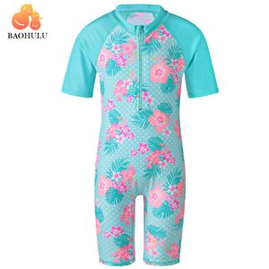 Bañador de dos piezas BAOHULU Cyan Flower para niña, traje de baño UV UPF50 para niños y niñas de 3 a 12 años, traje de baño para niños, ropa de playa 230606