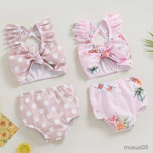 Tweedelige kinderen voor kinderen zwemkleding stip/bloemenprint zwempak voor meisjes zomer bikini sets kinderen zwempak heerlijk badkleding