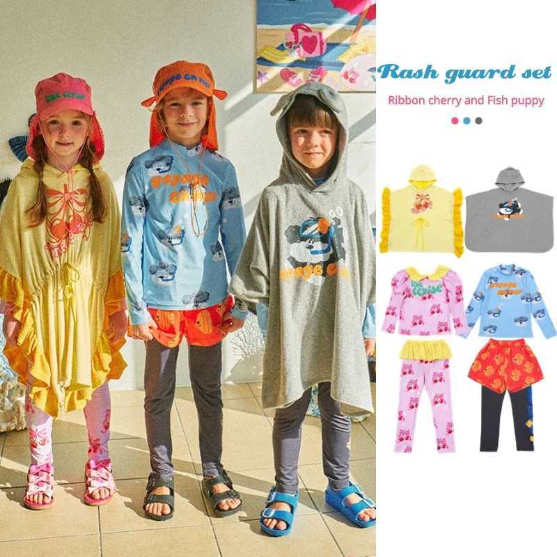 Two-Pieces Childrens clothing girl boy two-piece Korean swimsuit baby swimsuit long sleeved swimsuit pants childrens beach clothingL2405