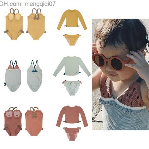 Deux pièces mignon natation pour enfants été à manches longues soleil maillots de bain ensemble pour enfants Designer vacances vêtements bébé maillots de bain Z230710