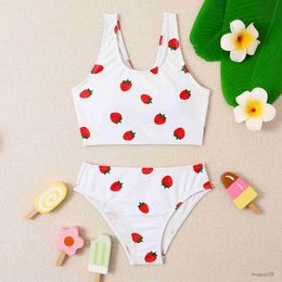 Tweedelige stukken schattige peuter babymeisje bikini cartoon print zwempak ruches zwemkleding zomer zwembad zomer strandkleding