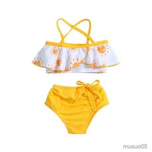 Traje de baño de dos piezas para niñas y niños, conjunto de Bikini estilo vendaje para niños, Bikini Bandage para bebés, traje de baño Infantil, ropa de playa