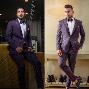 Twee stukken knappe bruiloft Tuxedos Men passen vaste kleur uniek ontwerp buitenzakken