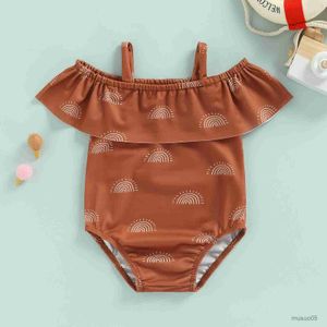 Deux pièces nouveau bébé filles maillots de bain Bikini maillots de bain été mode arc-en-ciel imprimer hors-la-épaule enfant en bas âge bébé enfants maillot de bain