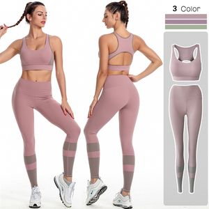 Twee stukken naadloze vrouwen yoga set workout sportkleding gym kleding fitness opgeheven beha hoge taille leggings sportpakken 210802