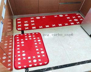 Deux pièces Set Red Bath Mats Letter Floral Designer Balcon Cushion Soft Durable Non Slip Kitchen Carpets3796126