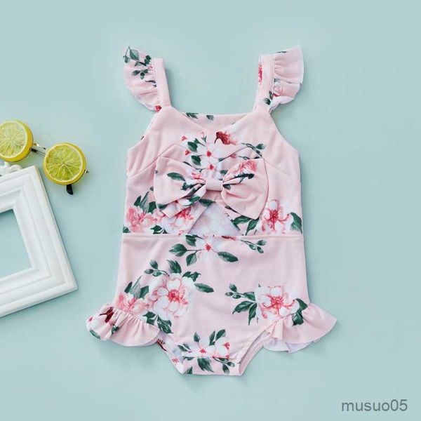 Traje de baño de dos piezas de verano para niñas nueva princesa flor correas sin mangas lentejuelas Bowknot traje de baño para niñas mayores