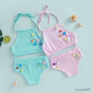 Dos piezas para niñas para niñas Swimsuit Summer Kid Veneral Bikini Juego de bikini para niños Bíritis Bíqui Infantil trajear