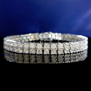 Twee rij Moissanite Bangle armband 100% Real 925 Sterling Silver Wedding Armbanden voor vrouwen Trendy Promise Party -sieraden Gift