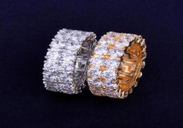 Solitaire Men039 à deux rangées Ring Copper Charm Gold Silver Color Cumbic Zircon Ring Out Fashion Hip Hop Jewelry10605852522927