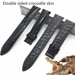 Tweezijdige krokodil lederen horlogeband 14 16 18 19 20 21 22mm lederen alligator horlogeband band met vlinder gesp H0915
