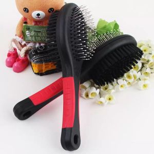 Brosse à cheveux pour chien à deux côtés brosses de toilettage pour animaux de compagnie à double face râteaux outils peigne de massage en plastique avec aiguille C0711x04