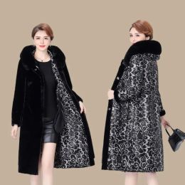 Manteau en fausse fourrure double face pour femme, veste une pièce, longue au dessus du genou, en velours, épais et chaud, nouvelle collection automne-hiver 2022
