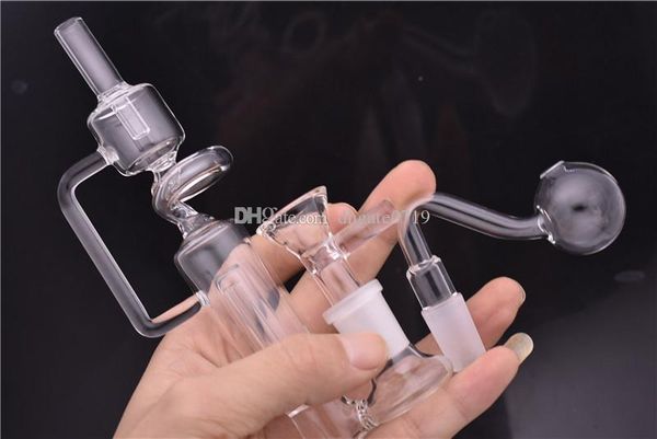 Deux styles mini 14mm femelle Joint bongs recycleur percolateur narguilés verre dab plate-forme pétrolière eau bongs avec bol mâle 14mm