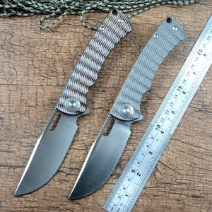 Cuchillo plegable TWO SUN TS444 TC4, mango de titanio, cuchillo de bolsillo de exterior, hoja M390, herramienta de caza, colección de regalo