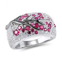 Tweekleurige kleur tak micro-ingelegd zirkoon ringen voor vrouwen 925 sterling verzilverd verlovingsringen bruiloft sieraden anillos mujer
