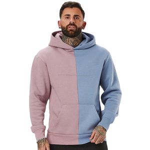 Tweekleurige kleuren Hoodies Custom Design hoogwaardige gewoon heren sweatshirt met je eigen ontwerp