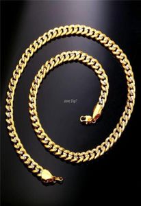 Two Tone Gold Color Chain For Men Hip Hop Sieraden 9mm Choker Lang dikke Big Curb Cuban Link Biker Necklace Man Gift N552235P8734422