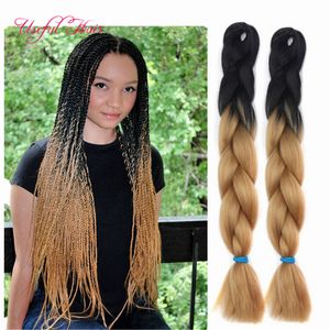 Two Tone Black Brown Jumbo Vlechten Haar Tresse Cheveux 24 inch Jumbo Vlechten Ombre Box Vlechten Haar Krullend Kanekalon Haak Synthetisch Haar