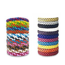 Tweekleurige lederen mosquito afstotende armband anti-jeuk gel muggen bug ongedierte repel polsband armbanden insect mozzie houden beestjes weg gratis scheeps 10pcs