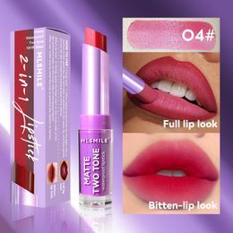 Tweekleurige lippenstiftgradiënt lipbeet lipstick matte parelle parelmoer sexy rode tint high-pigment langdurige lippenstift gebeten lip look