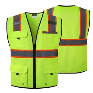 Gilet de sécurité réfléchissant industriel Gilet de sécurité en maille bicolore Gilet réfléchissant jaune orange Veste Vêtements de travail haute visibilité