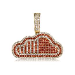 Collier avec pendentif en forme de nuage de Zircon pour hommes, plaqué deux tons, chaîne en corde, bijoux Hip Hop, cadeau 212e