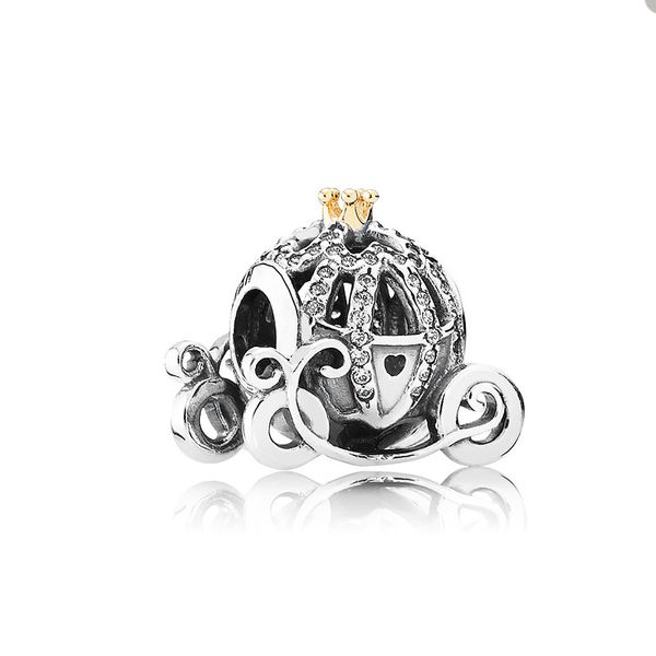 Encanto de calabaza de dos tonos para Pandora Auténticos abalorios de plata esterlina Encantos Joyería para mujer Pulsera Brazalete Fabricación de accesorios de bricolaje encanto con caja original