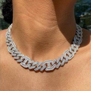 Two Tone Rose God kleur 15mm bling 5a CZ Cubaanse link choker ketting Iced Out bling hip hop dikke vrouwen Cubaanse ketting kettingen12842