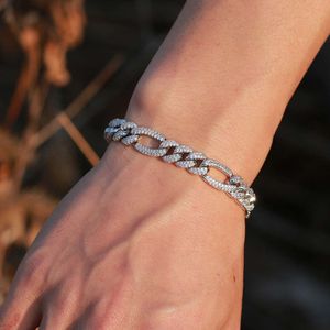 Twee deuntjes S925 Silver Hip Hop Moissanite Geplaatste witgouden Cubaanse schakelarmband