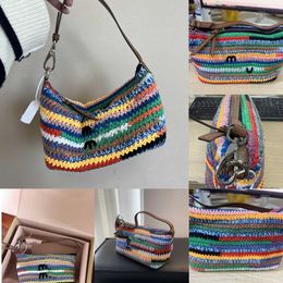 Dos versiones Rainbow Woven Crossbody Shopking Tote Bolsas de diseño de marca Bolsas de bolsas para mujeres 240427