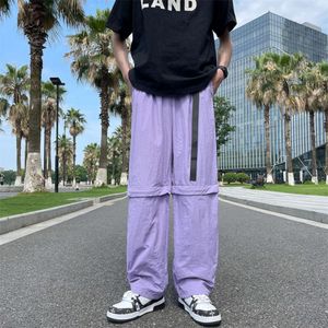 Deux porteurs de pantalons décontractés pour la mode coréenne pour hommes Purple personnalisé beau 2023 Pantalon Instagram imperméable d'automne / été K4363-P43