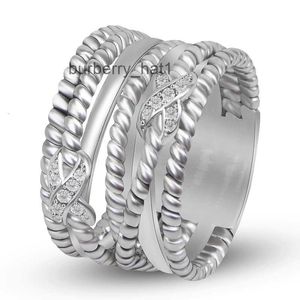 Twee X Design Stack Ring voor Dames Heren Wit Vergulde Messing Twisted Ring Sieraden
