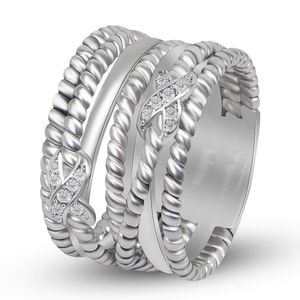 Twee x design stack ring voor vrouwen mannen wit goud vergulde messing gedraaide ring sieraden