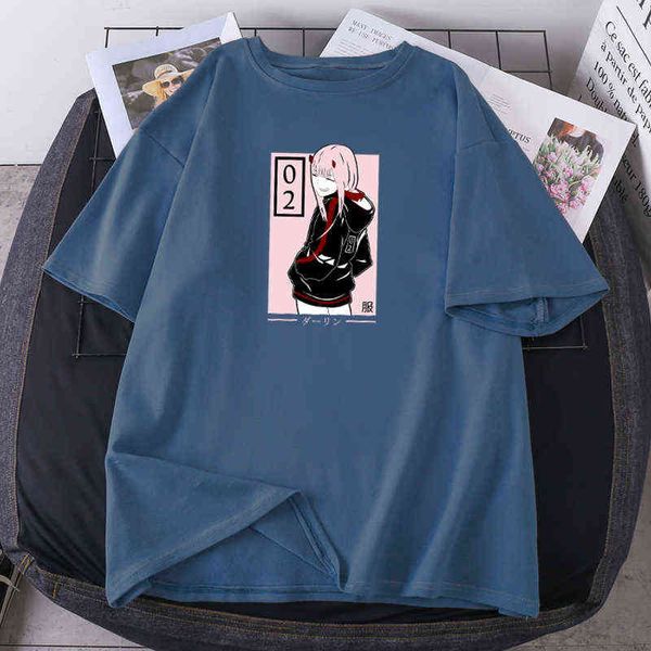 Two Zero, camisetas de manga corta de gran tamaño, Camisetas de verano Darling in The Franxx para mujer, Camisetas de cuello redondo, novedad de 2021, Camisetas k-pop G220228