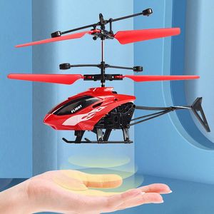 TwoChannel Suspension RC Helicopter Dropresistant Induction Aircraft Charging Light Kids speelgoedcadeau voor kind 240417