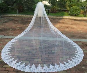 Twolayer Cathedral Lengte Long Bridal Veil Tule Applique Wedding Veils Custom Made Bride039s Veil Bruidalaccessoires met COM7991683