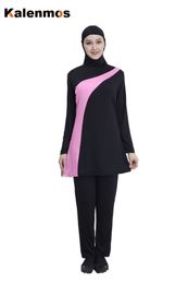 Twopiece Suits Moslim Badpak Islamitische Vrouwen Conservatieve Badpak Volledige Cover Strand Badmode Hijab s Bescheiden 230715