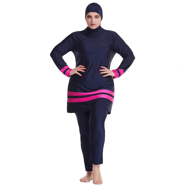 Trajes de dos piezas Traje de baño musulmán Mujeres cubiertas completas Trajes de baño Hijab Manga larga 3pcs Islámico Tallas grandes Buceo Surf Natación Rash Guard 230715