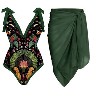Deux pièces costumes Vintage femmes maillot de bain Deep V vert maillots de bain couvrir femme rétro vacances maillots de bain été Surf porter 230605