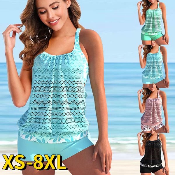 Trajes de dos piezas Traje de baño para mujer Tankini Traje de baño de 2 piezas de gran tamaño Bikini con estampado sexy Bustos grandes Fruta Acolchado Deportes de baño 230605