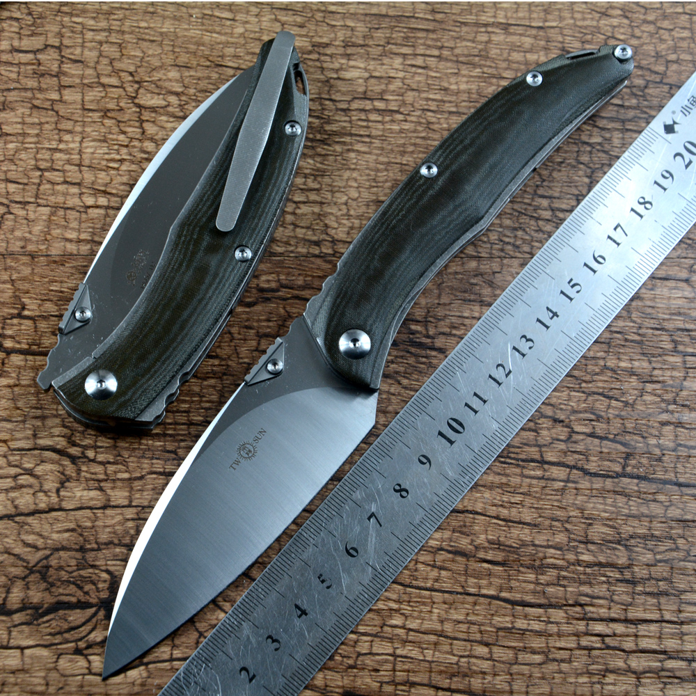 Składany nóż N690 satynowy CNC Blade Ceramic Ball łożyska pralka myjka micarta Titanium Hoter Camping narzędzia kempingowe noże TS357