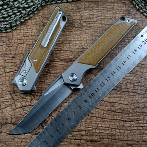 Twosun vouwmessen Pocket 14C28N Blade keramische kogellager wasmachine titanium micarta handvat snel open EDC TS366