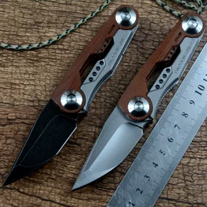 TWOSUN pliant Camping en plein air chasse couteaux de poche D2 lame noire en céramique roulement à billes rondelle Micarta titane poignée quotidien EDC TS143