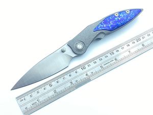 Cuchillo de bolsillo plegable TwoSun con hoja D2, mango de titanio TC4, borde liso TS413-D2-Color