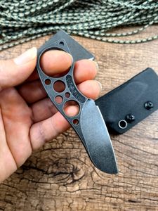 Twosun Mini EDC Fixed Knife TS148 D2 Black Stonewashed Blade with Kydex Sheath Outdoor Camping Hunting Pocket Knife