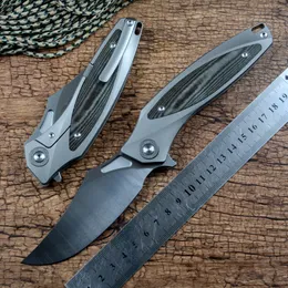Twosun Pocket Knife Tools Flipper EDC D2 Blade Satin Titanium Legering Linnenhandgreep Outdoor Camping Hunting TS367